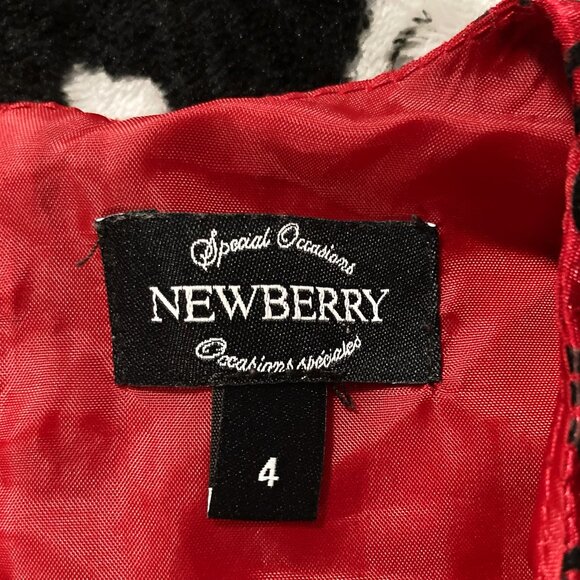 NEWBERRY Girl's dark red black floral flocked taffeta party dress XS size 3 4 5 - Picture 2 of 10